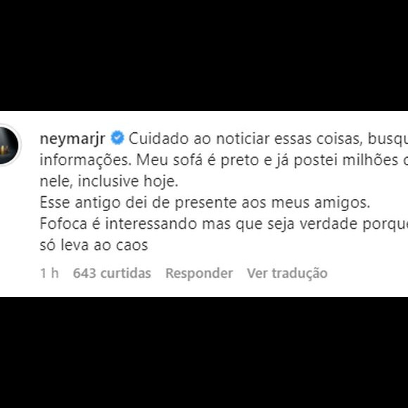 Neymar criticou a especulação sobre um encontro com Julia Cardones