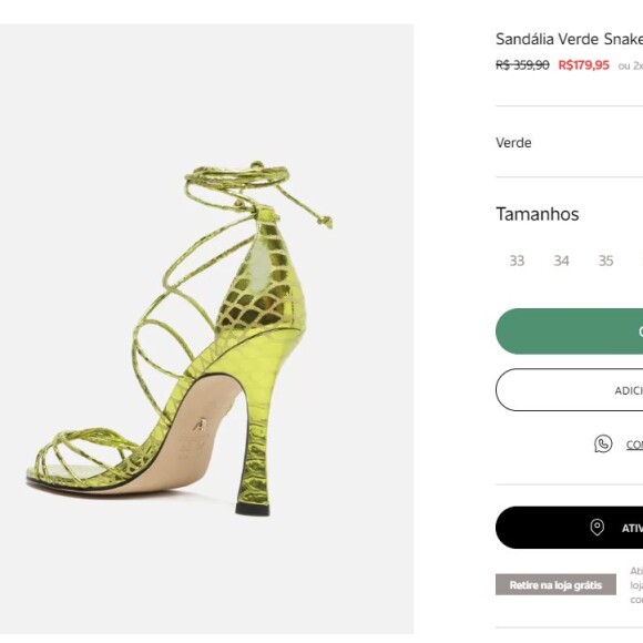 Nos pés, Bruna Biancardi usou uma sandália da Arezzo