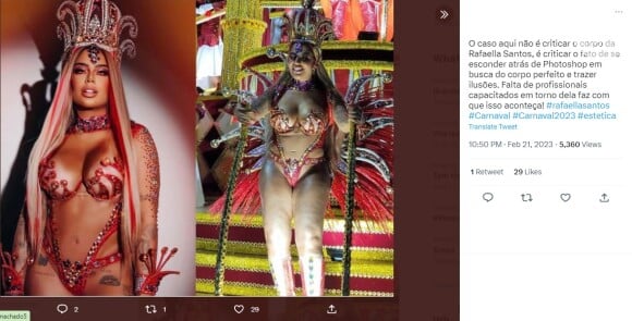 Rafaella Santos está recebendo uma série de críticas nas redes sociais