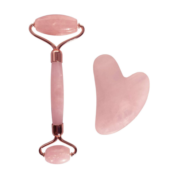 Conjunto de rolos de rosto de quartzo rosa e Gua Sha, The Good Good