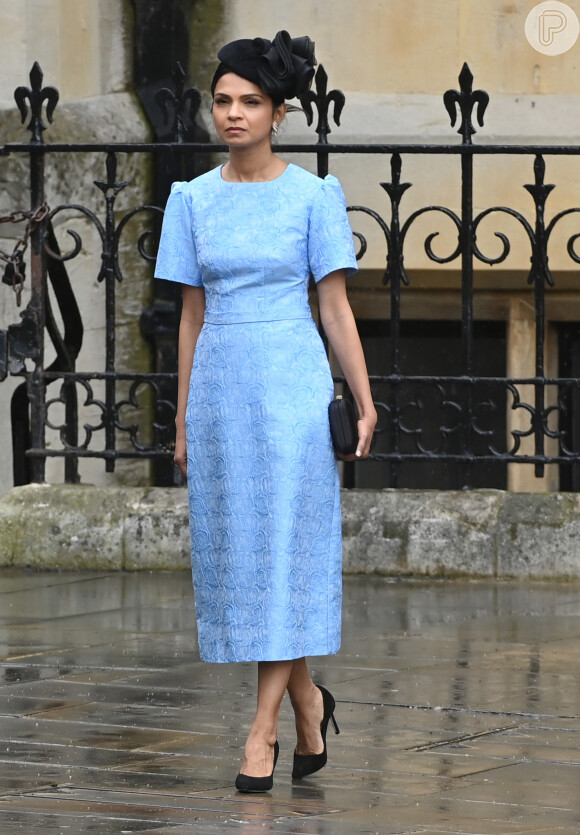 Mulher do primeiro-ministro da Inglaterra, Akshata Murthy foi outra famosa a conferir a coroação de Rei Charles III. Ela é mulher de Rishi Sunak