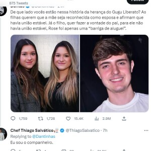 Thiago Salvático afirma ter sido o companheiro de Gugu