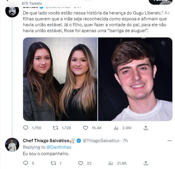 Thiago Salvático afirma ter sido o companheiro de Gugu