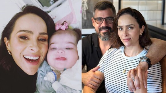 Filha caçula de Letícia e Juliano Cazarré, após inúmeras cirurgias e batalhas, celebra 1 ano de vida com tema divino: 'Nossa Senhora'