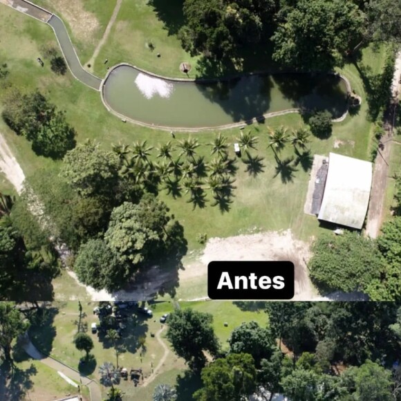 O antes e o depois de obra que criou um lago artificial para a mansão de Neymar