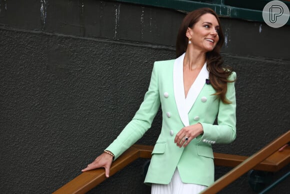 Kate Middleton atraiu todos os olhares em uma aparição no segundo dia do Campeonato de Tênis de Wimbledon, no All England Lawn Tennis and Croquet Club, em Londres