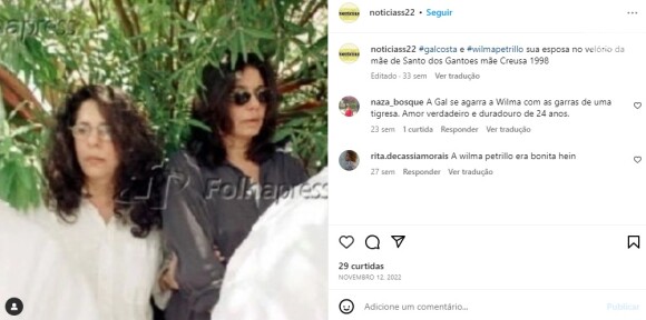 Gal Costa e Wilma se conheceram nos anos 90.