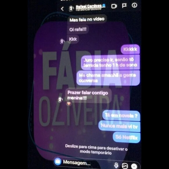 Rafael Cardoso chama menor de idade de 'menina' durante flerte