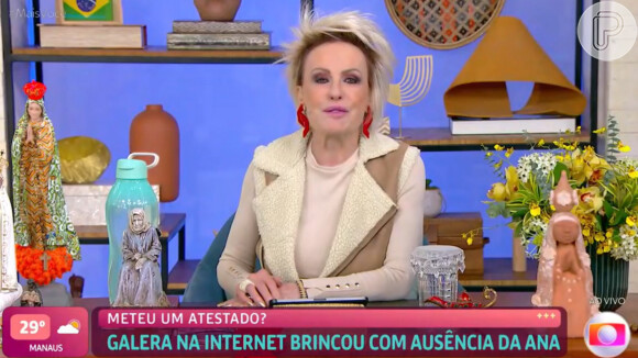 Ana Maria Braga voltou ao 'Mais Você' após dois dias e reagiu à zoeira da web: 'Meteu um atestado?'
