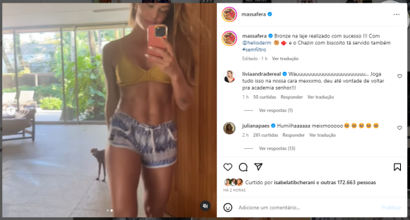 Grazi Massafera faz publicação no seu Instagram e deixa Livia Andrade 'culpada': 'Deu até vontade de voltar pra academia senhor!'