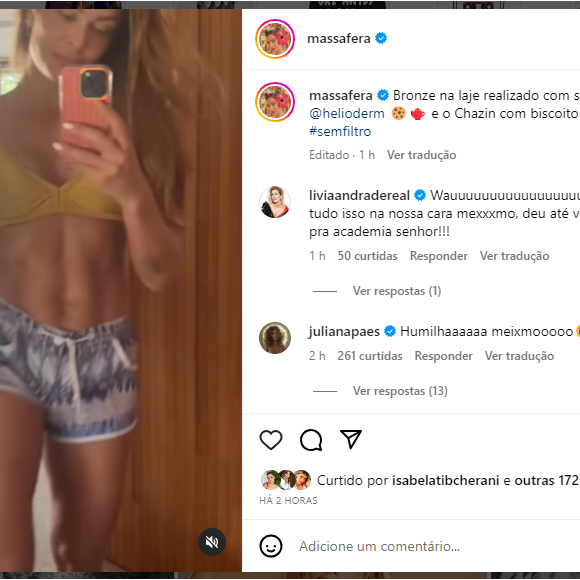 Grazi Massafera faz publicação no seu Instagram e deixa Livia Andrade 'culpada': 'Deu até vontade de voltar pra academia senhor!'