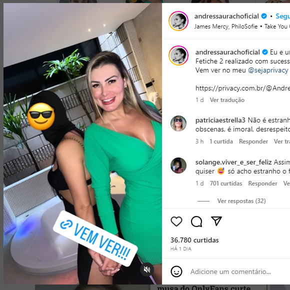 Andressa Urach fez uma publicação no seu Instagram e revelou que Arthur, seu filho, quem gravou seu conteúdo sexual.
