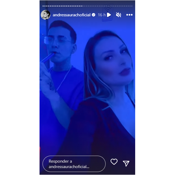 Andressa Urach e Arthur foram para uma festa e a influenciadora postou o filho fumando narguile.