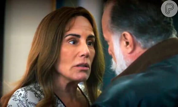 Novela 'Terra e Paixão': Antônio (Tony Ramos) forjou certidão de óbito de Agatha (Eliane Giardini) para se casar com Irene (Gloria Pires), sem saber que primeira esposa está viva