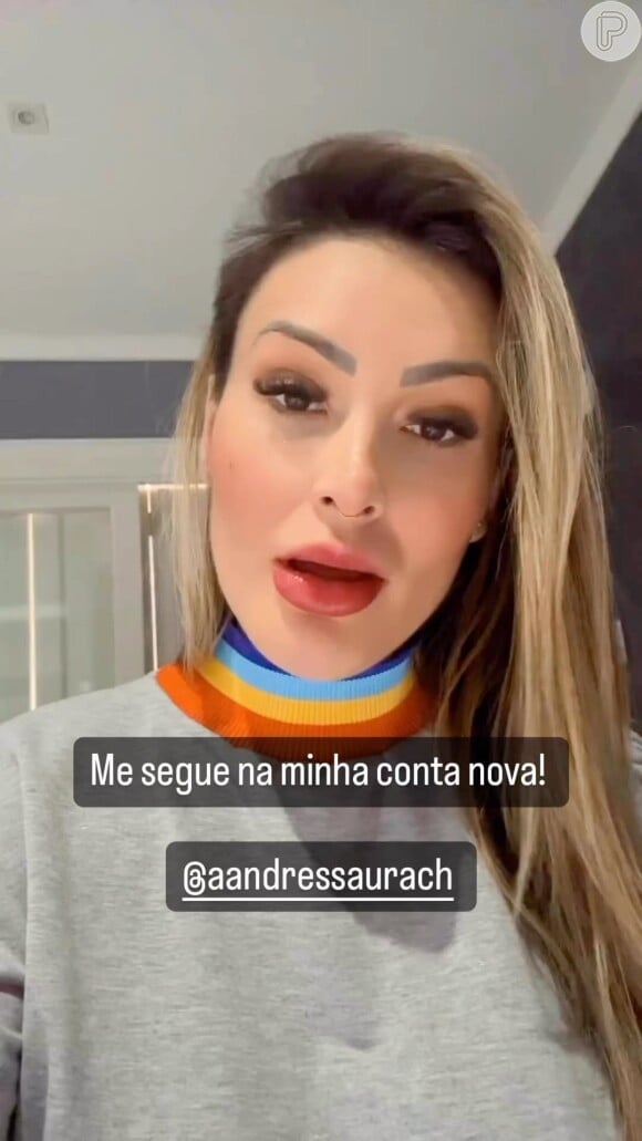Andressa Urach celebrou a novidade em sua conta reserva no Instagram, depois de ter tido o perfil oficial com mais de 3 milhões de seguidores derrubado