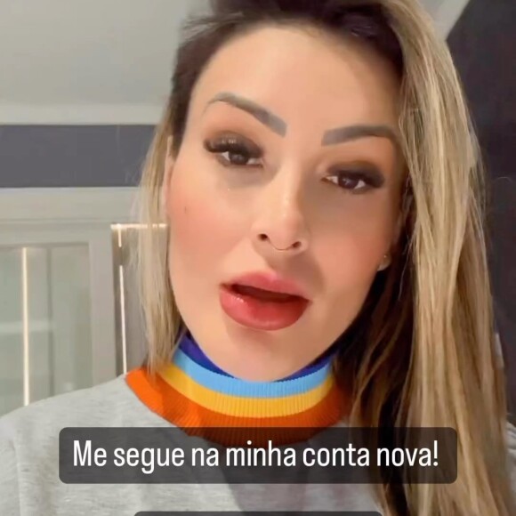 Andressa Urach celebrou a novidade em sua conta reserva no Instagram, depois de ter tido o perfil oficial com mais de 3 milhões de seguidores derrubado