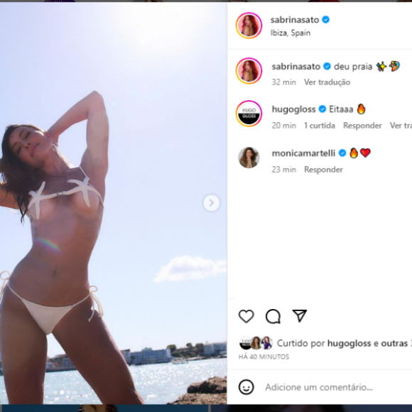 Sabrina Sato escolheu um biquíni ousado para curtir dia de praia em Ibiza