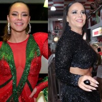 Paolla Oliveira, Viviane Araujo, Nicole Bahls e mais famosos sambam muito em quadra de escolas de samba