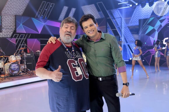 Roberto Manzoni, o Magrão, com Celso Portiolli: parceria no 'Domingo Legal' e 'Sabadão'