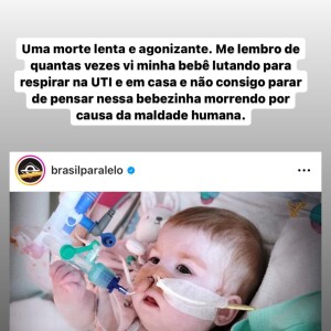 Mulher de Juliano Cazarré, Letícia Cazarré recordou que a filha Maria Guilhermina já teve vários períodos na UTI desde o nascimento