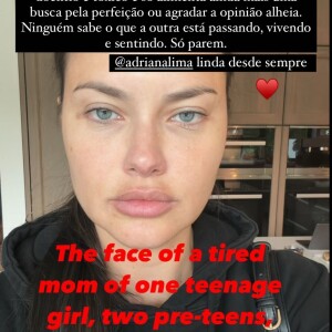Marina Ruy Barbosa repreende ataques à Adriana Lima: 'Só alimenta ainda mais uma busca pela perfeição ou agradar a opinião alheia'