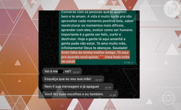 Mensagem de Silvana Taques foi revelada após entrevista de Larissa Manoela ao Fantástico