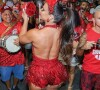 Viviane Araújo escolheu em maiô vermelho decorado para 1º ensaio de rua do Salgueiro rumo o carnaval 2024 em 30 de novembro de 2023