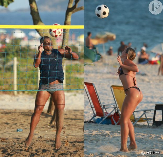 Romário e a namorada, Dixie Pratt, passaram a tarde na praia da Barra da Tijuca nesta segunda-feira, 19 de janeiro de 2015