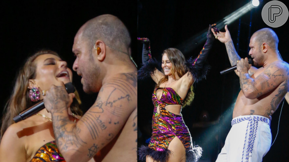 Paolla Oliveira e Diogo Nogueira: o terror dos solteiros no Carnaval! Sem camisa, cantor dança com atriz em show