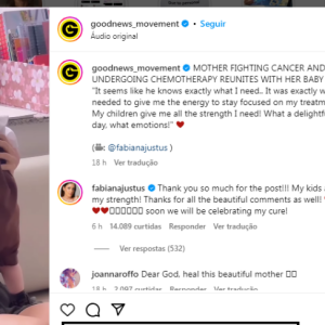 Jennifer Aniston deu like no vídeo de Fabiana Justus
