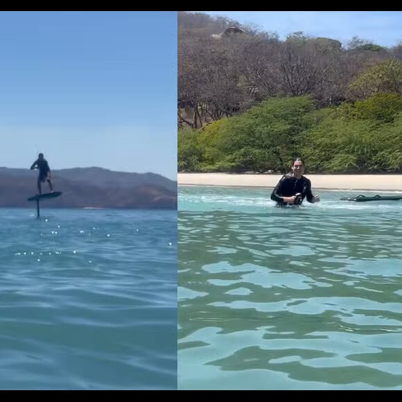 Sabrina Sato gravou Nicolas Prattes fazendo manobras radicais no mar e deu 'bronca' no amado