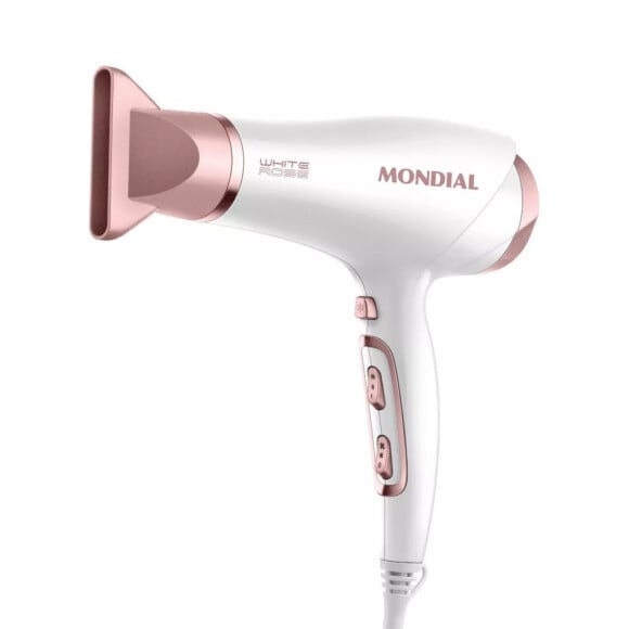 Secador de cabelo branco e rosê, Mondial