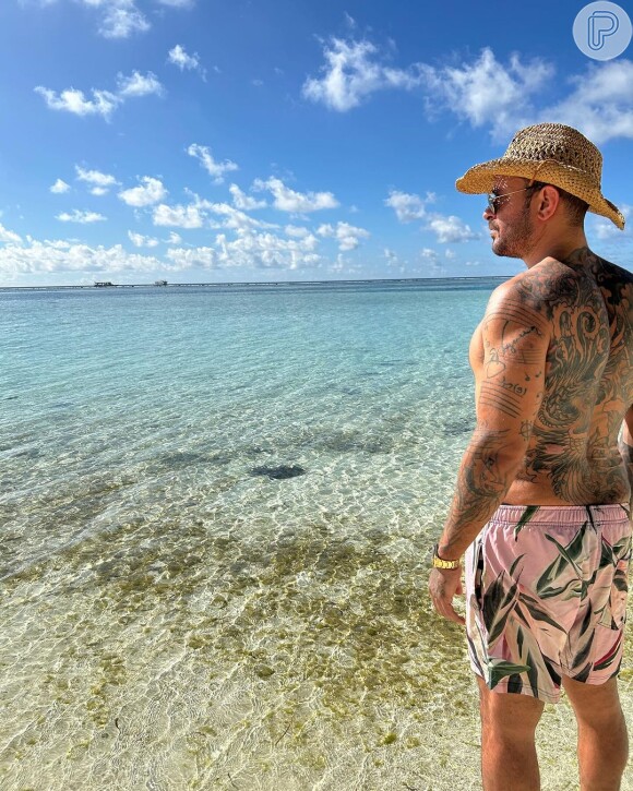 Diogo Nogueira também tem um corpo todo tatuado que chama atenção, especialmente as costas