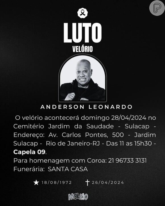 Velório de Anderson Leonardo acontece neste domingo (28)