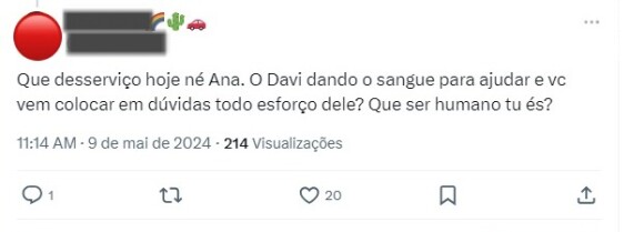 Ana Maria Braga não citou PIX e não fez nenhuma alusão a Davi, mas o comentário foi suficiente para internautas do X considerarem uma indireta