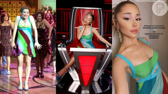 Ariana Grande usa vestido Versace e penteado do filme 'De Repente 30' em 'The Voice'. Fotos!