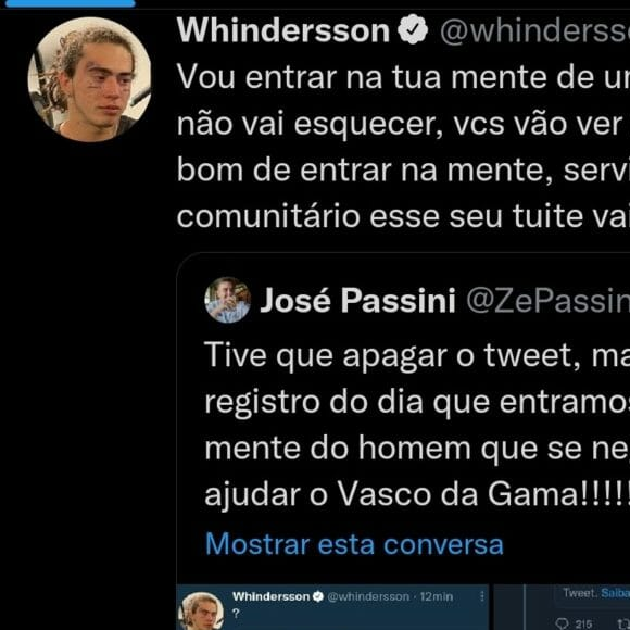 Whindersson Nunes fez uma publicação, insinuando que acionaria a Justiça contra José Passini