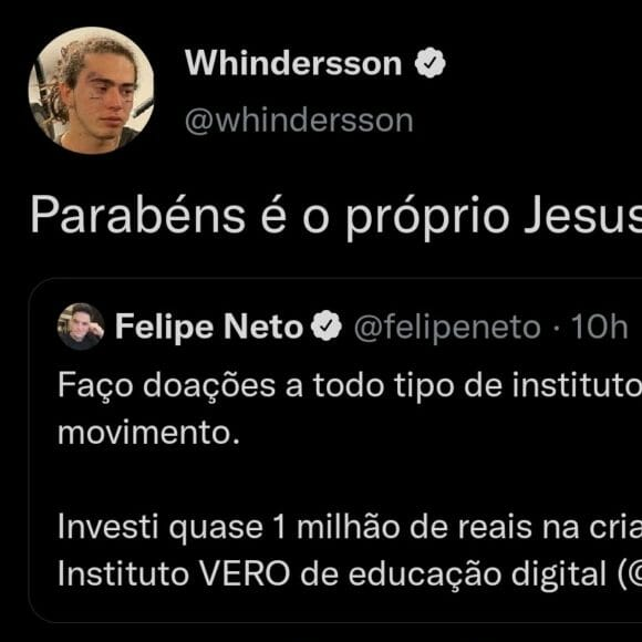 Whindersson Nunes debochou de Felipe Neto