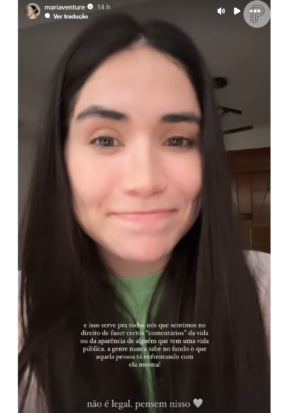 Em resposta, Maria Venture assumiu ter ficado triste com o comentário e deu um conselho para fãs
