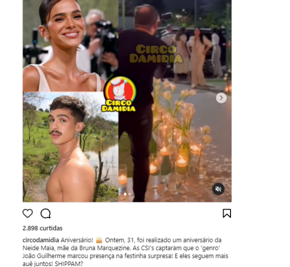 João Guilherme surpreende a sogra, mãe de Bruna Marquezine, em festa de aniversário. Veja foto!