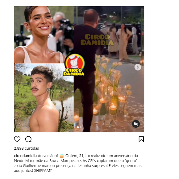 João Guilherme surpreende a sogra, mãe de Bruna Marquezine, em festa de aniversário. Veja foto!