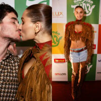 Beijo no marido e look cowgirl! Sasha Meneghel rouba a cena e brilha com bolero de franjas + minissaia jeans no São João da Thay