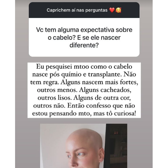 Fabiana Justus foi questionada por uma fã sobre seus cabelos e confessou estar curiosa sobre como eles vão crescer