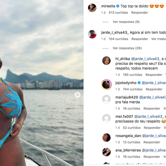 Em um dos comentários, um fã disse que agora Jojo Todynho "tem seu respeito", após emagrecer, e levou uma invertida da cantora