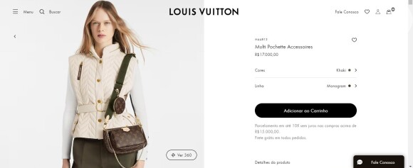 Bolsa de Rafaella Justus custa R$ 17 mil no site oficial da Louis Vuitton