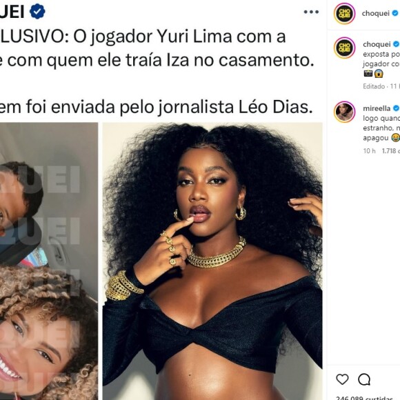 Yuri Lima, ex de Iza, foi entregue por MC Mirella após a cantora revelar que ele a traiu com outra mulher, Kevelin Gomes