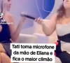 Tati Machado arrancou microfone da mão de Eliana durante a coletiva de imprensa do programa