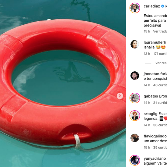 Carla Diaz escreveu na legenda, brincando com as Olimpíadas: "Mais um bronze para o Brasil"