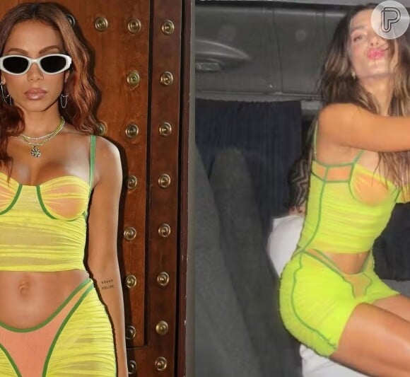 Anitta e Valentina Ferrer também já usaram o mesmo look: a esposa do cantor J Balvin apostou em composição com top no modelo corset, na tendência brasilcore, verde e amarelo, da grife Diesel, esse ano, para aproveitar o Carnaval de Salvador.
