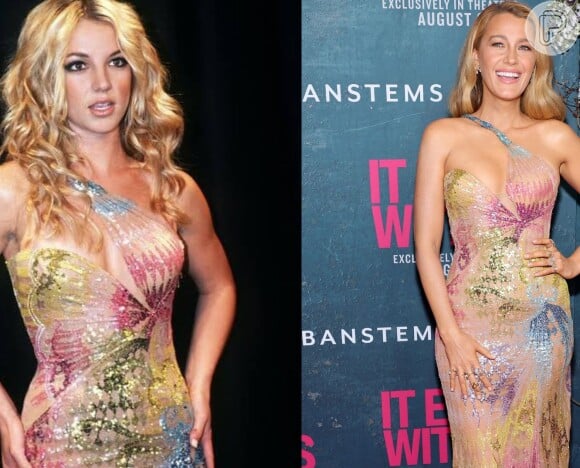 Blake Lively repetiu look de Britney Spears para premiere do seu filme 'É assim que acaba', em Nova York, da marca Versace.